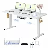 FlexiSpot Höhenverstellbarer Schreibtisch mit 2 Motoren & 25MM einteiliger Tischplatte,ergonomischer Bürotisch - 160 x 80 cm Weiß, weißes Gestell