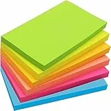 480 Sheets - 7,6 x 12,7 cm Große Haftnotizen, 76 x 127 mm, 6 Brillante Farben, Sortiert, Selbstklebende blöcke, 80 Blatt pro Block für Erinnerung, Checkliste oder To-Do-Liste