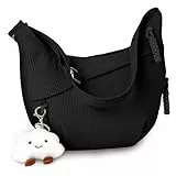 Aucuu Crossbody Bag Damen Umhängetasche, Halbmond Crossbody Bag, Cord Tasche Casual Schultertasche, Hobo Halfmoon Bag mit Verstellbarer Schultergurt, Bauchtasche Damen für Arbeit Reisen Alltag
