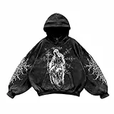 DUHENWU Hoodie Herren Mit Print Harajuku Sweatshirt Long Sleeve Cosplay Pullover Herbst Winter Kapuzenpullover Mit Taschen Loose Fit Bequeme Kapuzenjacke Y2K Hip Hop Kapuzenpulli