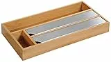 Kesper Folienspender aus FSC-zertifiziertem Bambus – 3-in-1 Organizer für Alufolie, Frischhaltefolie & Backpapier – mit Edelstahl-Abreißkanten & Zusatzfach – 42 x 19 x 5,4 cm - 5804113