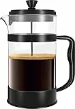 KICHLY French Press Kaffeemaschine- Tragbare Cafetière mit Dreifachfilter- Hitzebeständiges Glas mit Edelstahlgehäuse- Große Karaffe- 1000ml / 1 litre / 34Oz - Schwarz