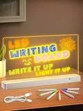 MOWETOO leuchtendes led zeichenbrett für kinder, Wiederaufladbare Acryl Notiztafel mit 7 Farben Stift,2 Lichtmodi &Leicht zu reinigen, Kreatives Geschenk Spielzeug für Kinder/Mädchen/Teenager
