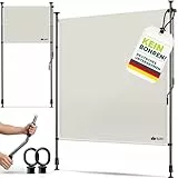 tillvex® Klemmmarkise Senkrechtmarkise mit Handkurbel ohne Bohren | Sichtschutz Ausziehbar & Blickdicht | Vertikalmarkise Balkon Terrasse Garten | Sichtschutzrollo Wetterfest (Beige, 200x310 cm)