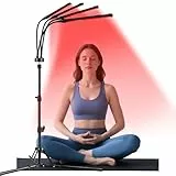 Trayvespace Rotlichtlampe, 415NM & 660NM & 850NM Infrarotlampe mit Stand, 3 Timer, 4 Köpfe Rotlichtlampe