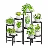 iDavosic.ly Pflanzenständer Metall mit 10 Etagen, Blumenständer Pflanzenregal Blumenregal Indoor Outdoor, Blumentreppen Innen Plant Stand Shelf für Garten Balkon Wohnzimmer (Rund, Schwarz)