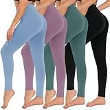 CAMPSNAIL Leggings für Damen, hohe Taille, Bauchkontrolle, Yogahose für Workout, Fitnessstudio, schwarze Leggings, Übergröße, Tanzen, 4er-Pack, 4 Packungen, 1 # Schwarz/Rosa/Blau/Ins Green Premium