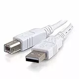 C2G USB-Druckerkabel, USB 2. 0 A auf B Kabel. Kompatibel mit Druckern und Scannern von HP, Epson, Brother, Samsung, Cannon und allen anderen USB A/B-Geräten (3M, Weiß)