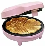 Bestron Waffeleisen für klassische Herzwaffeln, Waffelmaker mit Antihaftbeschichtung für Waffeln in Herzform, Retro Design, inklusive Rezeptvorschläge, 700 Watt, Farbe: Rosa