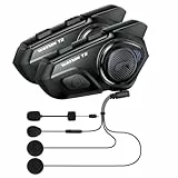 WAYXIN T2 Motorrad Headset mit Gegensprechanlage,Helm Kommunikationssystem für 2 Personen in Reichweite von 300m, mit Sprachassistent, Wasserdicht Freisprecheinrichtung,Musikanrufsteuerung(2pcs)