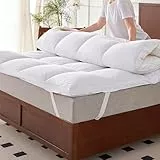 DOWNFOCUS Matratzentopper 160x200cm aus 100% Goose Federn, 7cm Höhe mit Goose Federn Topper 100% Baumwolle Bezug Daunendicht, Öko-Tex 100 Klasse 1 Zertifiziert, Downpass