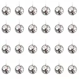 24 Stück Mini Discokugel Deko,3cm Disco Kugel,Deko Discokugel Klein,kleine discokugel mit Seil,Silber Hängende Spiegel Disco Balls,Reflektierende Spiegelkugel Ornamente für Weihnachtsbaum Home Party