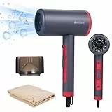 Bestauty Fön,Föhn - Professioneller Haartrockner mit Ionenfunktion Schalter, 3 Temperaturniveaus, Kaltlufttaste, Hochleistungsfähig, Ionen Fön 2000W Hochleistung Idealer für Zuhause(Graurot)