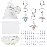 LUBOXIN 36 Sets Schutzengel Anhänger, Gastgeschenke Taufe Schutzengel Schlüsselanhänger mit Schön Dass Du Da Bist Anhänger and Organzasäckchen, Engel Anhänger für Hochzeit Firmung Kommunion Geburtstag