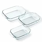 Pyrex® | Auflaufformen aus Borosilikatglas 27, 31 und 35 cm mit breiten Griffen, 3 Stück, temperaturbeständig, spülmaschinenfest