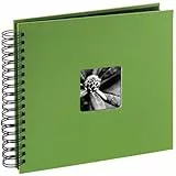 Hama Fotoalbum 28x24 cm (Spiral-Album mit 50 schwarzen Seiten, Fotobuch mit Pergamin-Trennblättern, Album zum Einkleben und Selbstgestalten) grün