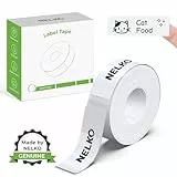 Nelko Original P21 Etikettenhersteller-Klebeband, angepasstes Etikettendruckpapier, 14 x 75 mm, Standard-laminierter Etikettenersatz, Mehrzweck-Etikettenhersteller, 180 Klebeband/Rolle, 1 Rolle, Weiß