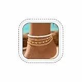 Vakkery Boho Fußkettchen Perlen Fußkettchen mehrlagig verstellbar für Strand und Sommer Fußketten für Damen (4 PCS)