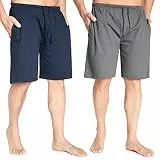 CityComfort Schlafanzug Herren Kurz M-4XL, 2er Pack Pyjama Shorts Herren Sommer mit Gummizug und Taschen, Freizeithose Loungewear, Geschenke für Männer (4XL, Holzkohle/Marineblau)