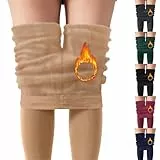 Thermo Leggings Damen Gefütterte Thermoleggins für Winter High Waist Blickdicht Strumpfhose Mit Fleece Warm Kuschelig Elastisch Sport Leggins Schwarz Beige