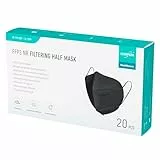 EUROPAPA 20x FFP3 Schwarz Masken Atemschutzmaske 5-Lagen Staubschutzmasken hygienisch einzelverpackt Stelle zertifiziert EN149:2001+A1:2009 Mundschutzmaske EU2016/425