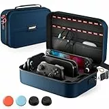 ZOZOVR Switch 2 Tasche für Nintendo Switch 2 (2025), Tragbare Hartschalen Schutzhülle mit 20 Spielkarten Slots, Große Staubdichte Aufbewahrungstasche für Switch 2 Zubehör, Blau