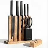 ZWIEGER Messerblock mit Messer 8-teiliges Set – Messerset aus Edelstahl 52 HRC – Küchenmesser Set mit Block im offenen Holz-Design inkl. Schärfer mit interner Rollentechnologie und Küchenschere