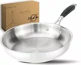 DIVORY Edelstahlpfanne 28cm – Ohne PTFE & PFOA, unbeschichtete Pfanne aus Edelstahl, Induktion geeignet, große Bratpfanne ohne Beschichtung, stainless steel frying pan (PURA, 28 cm)