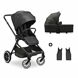 hauck Move N Care Set, Black - 2 in 1 Kombikinderwagen ab Geburt bis 22 kg - Babywanne & Wendbarer Buggy mit Liegefunktion, Teleskopgriff, Gummiräder, Federung, UPF 50+, XL Korb