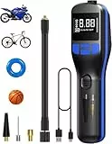 Wistrue Elektrische Luftpumpe 5200mAh Akku 150PSI Tragbarer Kompressor für Fahrrad, Motorrad, Auto, Bälle - Digital LCD & LED Licht, Taschenlampe und Powerbank