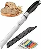 Orblue Brotmesser aus Edelstahl mit Wellenschliff – Ultrascharfes Profi Küchenmesser, Ideal für Brot, Bagels & Kuchen, Schwarz
