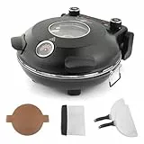 KLAIF Elektrischer Pizzaofen 420 °C, separat regelbare Ober- und Unterhitze, 31 cm Keramik-Pizzastein, inkl. 4-teiligem Pizzazubehör-Set, 1200 W, Modell LMR-Schwarz