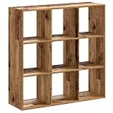 Mhdvray Bücherregal Altholz-Optik 102x32x102 cm - Robustes Standregal aus Holzwerkstoff mit 9 Fächern - Vielseitiger Raumteiler und Aktenregal für Wohnzimmer, Büro und Flur