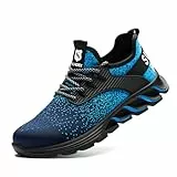 SUADEX Sicherheitsschuhe Arbeitsschuhe Herren Damen Leicht Arbeitsschutzschuhe Stahlkappenschuhe Atmungsaktiv mit Stahlkappe Blau 42 EU