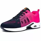 DYKHMILY Sicherheitsschuhe Damen Leicht Luftkissen Arbeitsschuhe mit Stahlkappe Atmungsaktiv Sportlich Schutzschuhe Industrie Handwerk Sneaker (Flammenpulver, 40 EU)