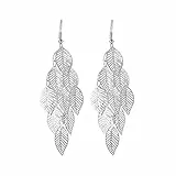LEEQBCR 1 Paar 925 Sterling Silber Blätter Tropfen Ohrringe Lange Quaste Baumeln Ohrringe Frauen Schmuck