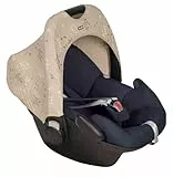 Original Dooky Hoody Sonnenschutz Sonnenverdeck für Babyschalen oder Kinderwagen (Design: Romantic Leaves Beige, inkl. UV-Schutz 40+, Altersgruppe 0+, Universal geeignet für die meisten Marken) Beige