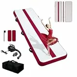 Tuxedo Sailor Aufblasbare Gymnastikmatte mit elektrischer Pumpe, Aufbewahrungstasche, Reparaturset, Luftmatte für Heimtraining, Cheerleading, Yoga (rot)