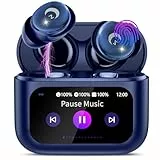 VEKJ Mini Schlafkopfhörer mit Touchscreen, 2025 Neue in Ear Kopfhörer Kabellos mit ENC Noise Cancelling, IPX7 Ohrhörer Blau