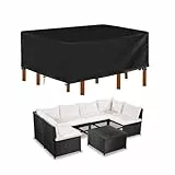 Landrip Abdeckplane für Gartenmöbel, Wasserdichte Schutzhülle 420D Oxford, GartenTisch-Rechteckig, Winterfest -250x210x90cm