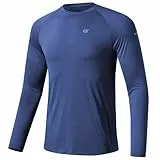 Huayuzh Herren UV-Schutz Rashguard UV Shirt UPF 50+ Langarmshirt Schwimm T-Shirt Schnelltrocknend Atmungsaktiv Surfen Marineblau L