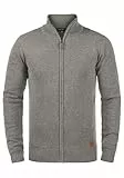 Blend BHNorman Herren Strickjacke Cardigan Feinstrick Pullover mit Stehkragen Reißverschluss Rippbündchen Baumwollmischung Regular fit, Größe:XL, Farbe:Zink Mix (70815)