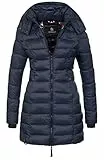 MARIKOO Herbst Winter Übergangs Steppmantel Jacke Mantel gesteppt B603 [B603-Abend-Navy-Gr.M]