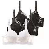 3Er Pack Bügel BH 100C Große Größen Set Bralette Spitze Bra Bequemer Klassische BHS Komfort Büstenhalter Atmungsaktiver Unterwäsche Frauen Mit Verstellbarem Träger
