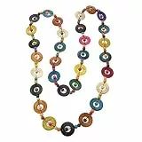 PRETYZOOM Bunte Kette Damen Lang, BöHmische Handgefertigter Muschel Halskette Schmuck, Lange Kokosnussschalen AnhäNger FüR Dame MäDchen