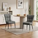Bekrvio 200KG Belastbar Esszimmerstühle 2Er Set, Kunstleder Stühle Esszimmer（8cm dick）, Einteiliger Metallbeinen Küchenstühle Mit Lehne, Leichter Luxus-Polsterstuhl Fü Küche Esszimmer Wohnzimmer