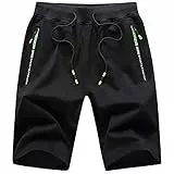 Tansozer Kurze Hosen Herren Shorts Sport Sommer Jogginghose Herren Kurz Shorts Baumwolle Gym Sweat Shorts Jogging Fitness Hose Schwarz 2XL