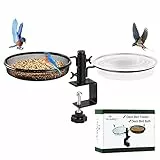 HRAYLTOP Die hängend Vogelfutterspender und Vogeltränke - mit 18cm 2-in-1 Metall Balkonhalterung，Vogelhaus Garten，Vogeltränke Balkon für absorbieren Vogelfutter