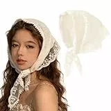 Floruvia Weißes Bandana Stirnband Für Damen Haar, Spitzen Dreieck Kopftuch, Stylisches Sommer Accessoire, Süßes Retro Haarband Für Frauen