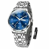 Taxau Armbanduhr Herren Analog Quarz wasserdichte Luxus Business Edelstahl Herrenuhren Multifunktion Leuchtdatum Elegantes Geschenk
